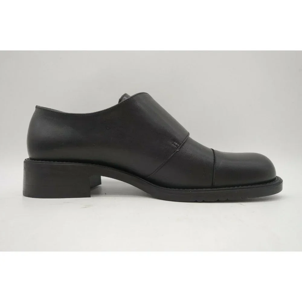 Nine West Black Leather Double Buckle Platform Shoes